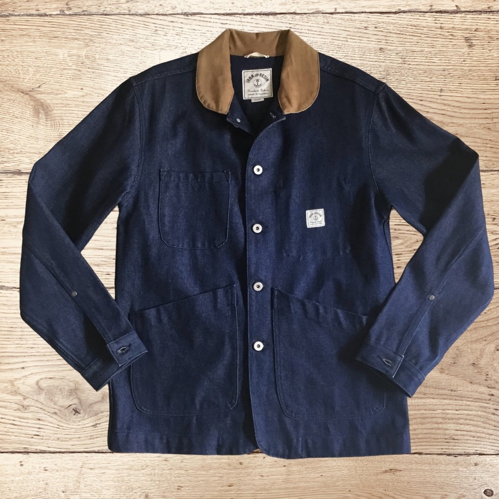 Iron & Resin Navy Blue Field Jacket with Tan Collar
